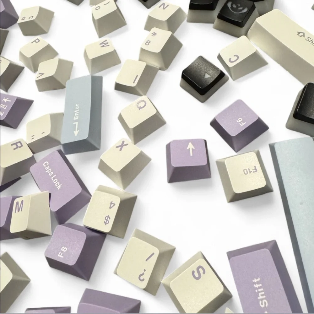 105 Keyboard Caps Black/Translucent, Violet, Purple, White w/ Purple